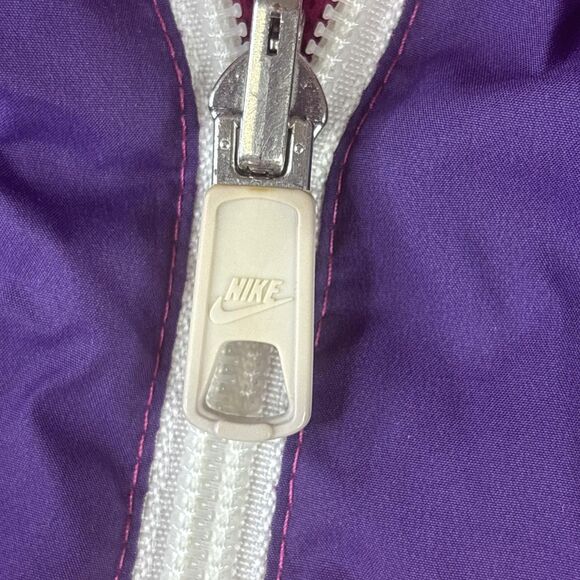 Nike Windbreaker Jacket Womens L Pink Purple Stripe Hooded Reversible Mesh - Picture 6 of 15